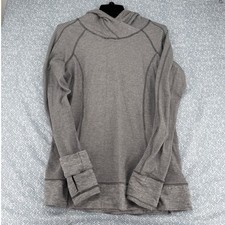 Lululemon Athletica Grey Striped Cowl Neck Hoodie Pullover Thumbholes Size 12 picture