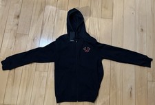 NWT True Religion Mens Flock Triology Zip Hoodie Jet Black Medium picture
