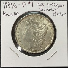 1896 P $1 GENUINE UNITED STATES MORGAN SILVER DOLLAR KM#110 XF/AU+ picture