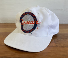 Vintage 90s Syracuse Orangemen Snapback Hat White Green Underbrim The Game Cap picture