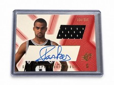 2001-02 SPx Tony Parker RC Auto Jersey /800 #91 Spurs Rookie Signed (AU, MEM,RC) picture
