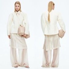 NWT H&M Studio Collarless Twill Structured Blazer  Jacket Ivory Size XS picture
