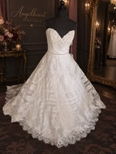 Nwt Adrianna Papell Platinum Bridal Wedding Gown Dress Lace Train  picture