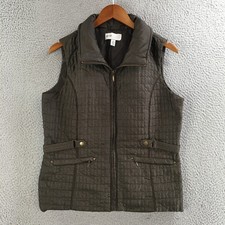 Lana Sport Vest Womens 10 Quilted Puffer Full Zip Pockets Sleeveless Brown picture