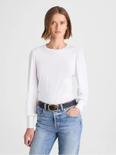 NWOT Madewell White Puff Sleeve Long Sleeve Tee Women’s M 100% Cotton picture