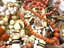 140 Pc Curated ALL VINTAGE Orange Creamsicle Jewelry Lot 1950s - 1970s V1 picture