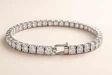 Authentic 7 Carat Treated Real Diamond Bracelet – Solid 14K White Gold picture