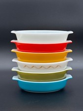 Vintage Pyrex 700 Pixie Dishes Lot 6 Friendship Red Blue Yellow Ribbon Rare picture