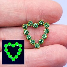 Vintage Jeweled Uranium Glass Heart Components Green 1970s picture