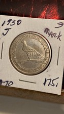 Weimar Republic, 3 Mark, 1930, Hamburg, Silver, Rare, Low Mintage picture