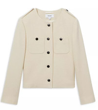 Reiss women's Blane Cropped Cream Jacket - size 12 / 16 UK - retail $425 picture