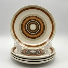 4 Royal China Santa Fe Cavalier Ironstone Bullseye MCM Dessert Plates Retro USA picture