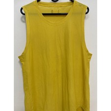 Lululemon Metal Vent Tech Tank Top Yellow Mesh Sleeveless Training Shirt Mens picture