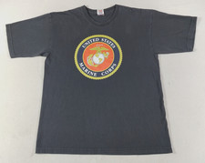 Vintage Bayside US Marine Corps Shirt Mens Large Black USA Made Patriotic picture