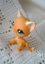 Littlest Pet Shop LPS Authentic Orange Puzzle Shorthair Cat Blue Eyes picture