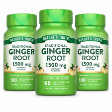 3 Pack Ginger Root 1500 mg 300 Quick Release Caps (3x100) Non-GMO  picture