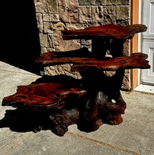 Live Edge RedWood Root burl triple level table or shelf 50/46/24 in picture