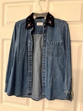 Vintage 90s Villager Sport Liz Claiborne Embroidered Denim Button-Up Shirt - Pet picture