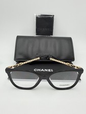 Chanel Eyeglasses 3441 Q A 622 Black Gold pearls 54 17 140 leather New picture