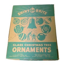 (12)Vintage Shiny Bright Glass Decorative Christmas Ornaments w/Original Box picture