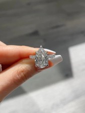 Premium 4.40 Ct Pear Cut Lab Grown Engagement Diamond Ring 14K White Gold picture