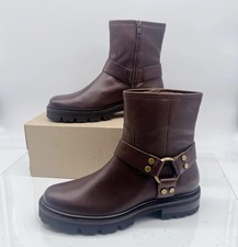 Frye Olivia Harness Short Women’s Ankle Boots Brown Leather Side Zip Size US 8.5 picture