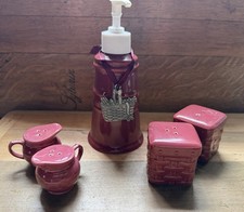 Longaberger Woven Traditions Paprika Pottery Lot Soap Dispenser, 2 Sets Shakers picture