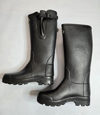 LE CHAMEAU VIERZON TARTAN JERSEY LINED MEN'S BLACK WELLINGTON BOOTS picture