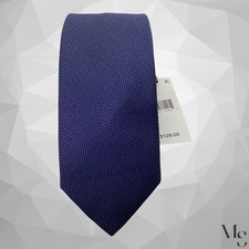 $128 SAKS FIFTH AVENUE Navy Geometric Luxury Silk Necktie Made Italy 58”-3