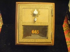 Antique 1960s Oak Post Office Box Coin Bank brass mail door picture