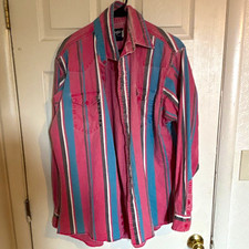 Wrangler TRUE BRUSHPOPPER Long Sleeve Button Up Striped Pink Blue 15.5-35 FADED picture