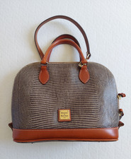 Dooney & Bourke Gray Animal Print Satchel Top Handle Zip, Strap, Dust Bag picture