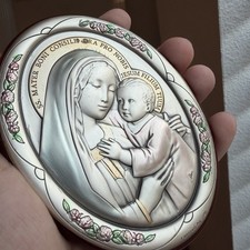 Vintage Italian Laminato Ag Sterling Silver Our Lady of Good Counsel Plaque Icon picture