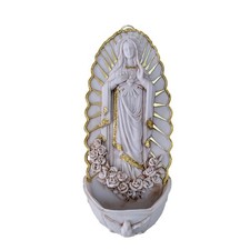 Catholic Wall Decor,Holy Water Font for Home, Handcrafted White Resin Wall-Mount picture