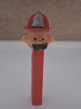 Vintage 1970 No Feet Pez Fireman 'A'  Black Mustache & Red Hat- Hong Kong 3.9 picture
