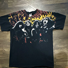 Anvil KISS Black Graphic Logo Crew Neck Short Sleeve Cotton T-Shirt Size L picture