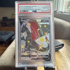 2020 POKEMON SWORD & SHIELD CHAMPION'S PATH SECRET FULL ART/CHARIZARD V PSA 10 picture
