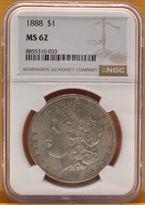 1888 P Morgan Silver Dollar NGC MS62 $1 Coin Philadelphia Uncirculated picture