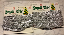 VTG Small Tree National Tinsel Christmas Garland 2 cards Silver 20ft NOS 6 ply picture