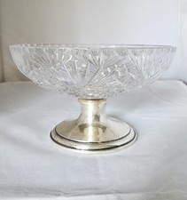 ANTIQUE HAWKES STERLING AND AMERICAN BRILLIANT CUT CRYSTAL COMPOTE BOWL, MARKED. picture