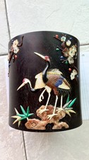 Old Collection Chinese Rosewood Flower Crane Statue Brush Pot Pencil Vase picture