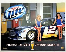 Vintage Miller Lite Beer Poster Nascar Daytona 500 Brad Keselowski #2 2013 24x18 picture