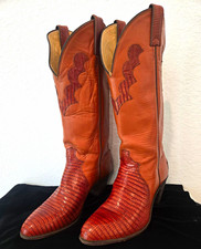 Vintage Justin Women's Western  Boots Cognac  Lizard US Size9B  picture