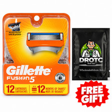 Gillette Fusion 5 Refill Cartridges 12 Count For Men + Free Eye Wipe EXP 06/27 picture
