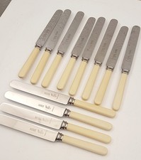 VINTAGE Set 12 Robertson Sheffield England Knives - Cream Ivorine Style Handles picture