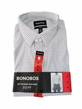 MEDIUM - RED BLUE - Bonobos Men’s Slim Fit Button-Down Tech Dress Shirt picture