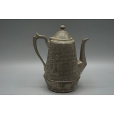 Antique EB Manning Pewter Coffee Pot Patent 1862 Civil War Era Metal Teapot picture
