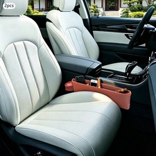 Brown PU Car Seat Pockets Car Console Side Organizers 2pcs For Keys Small Things picture