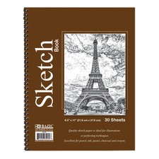 3 x BAZIC Sketch Pad 30 Sheets 8.5*11 side Spiral Sketchbook Drawing Pads picture