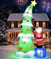 7FT Inflatable Christmas Tree With Santa On Present And Built-In LED’S picture